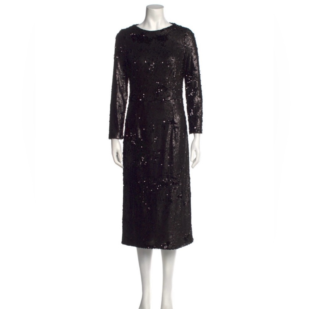 Goop G Label Black Sequin Long Sleeve Dress